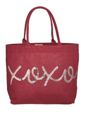 Mud Pie Red Sequin XOXO Tote Bag